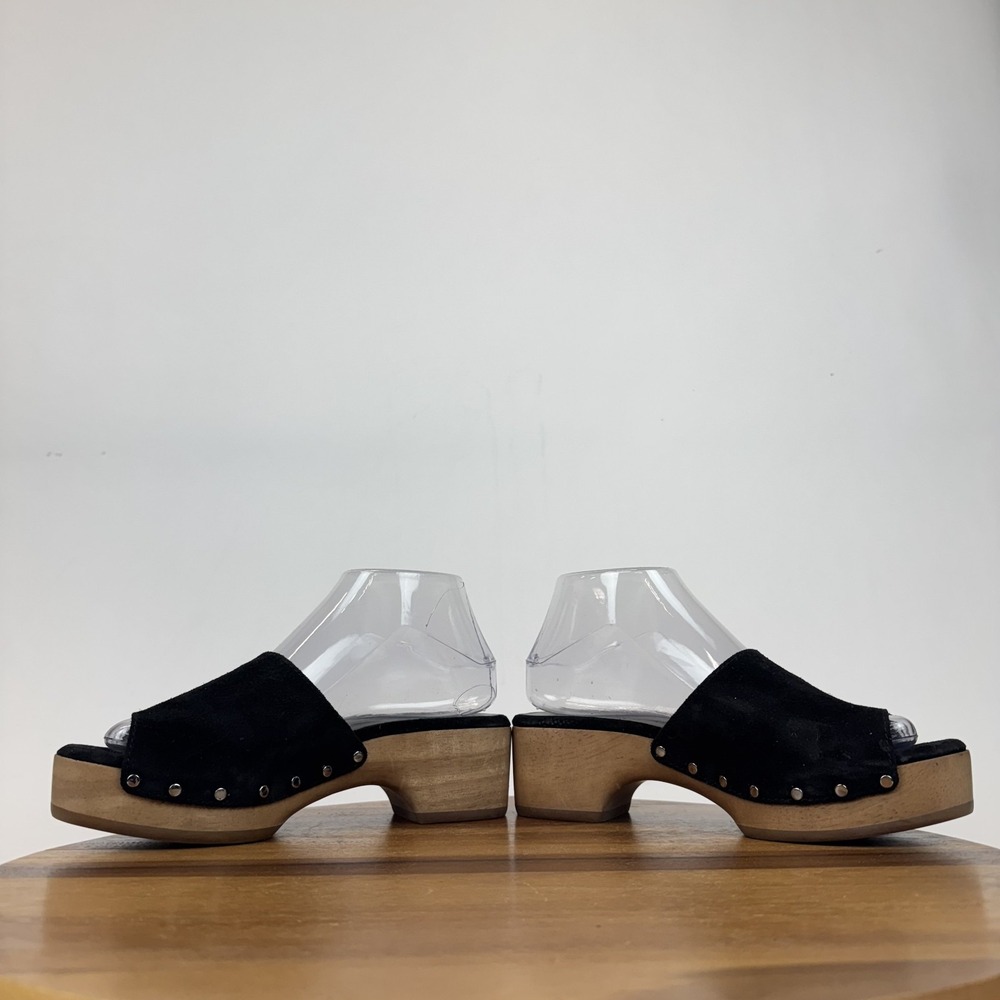 Womens Rag & Bone Mara Black Suede Plaform Peep Toe Slide Clogs Size EU 38 GUC - Picture 5 of 8